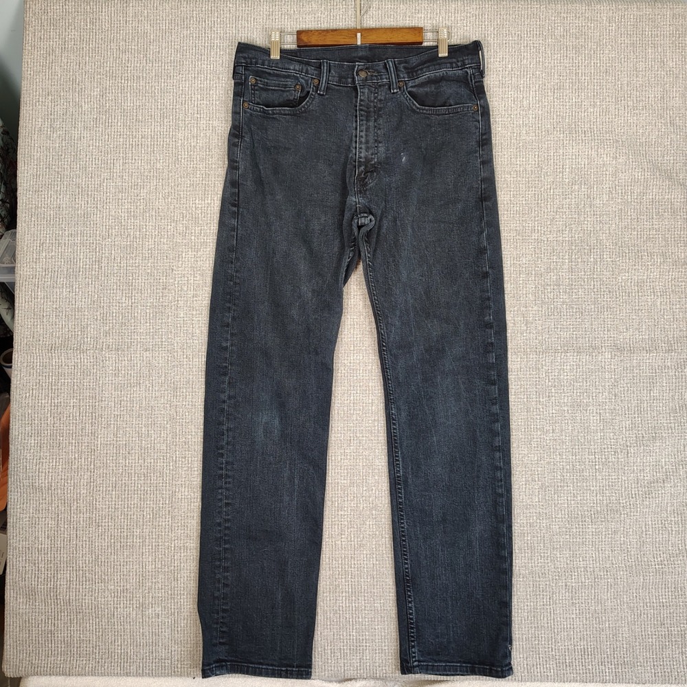 Levi's 505 Jeans Regular‎ Fit Black Wash Denim Pants Mens Size 34x33 (36x34)
